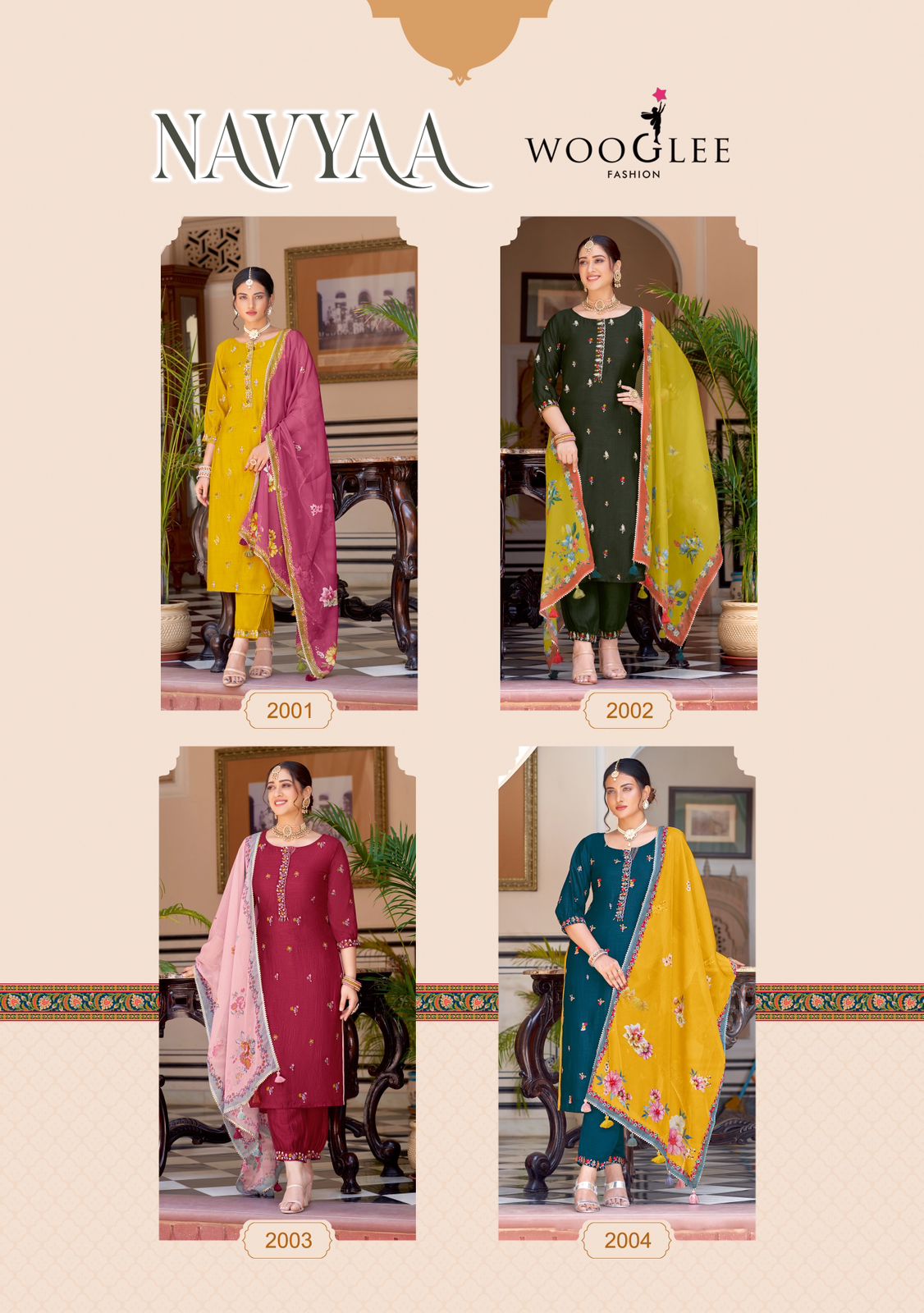 Navyaa Wooglee Vichitra Readymade Pant Style Suits