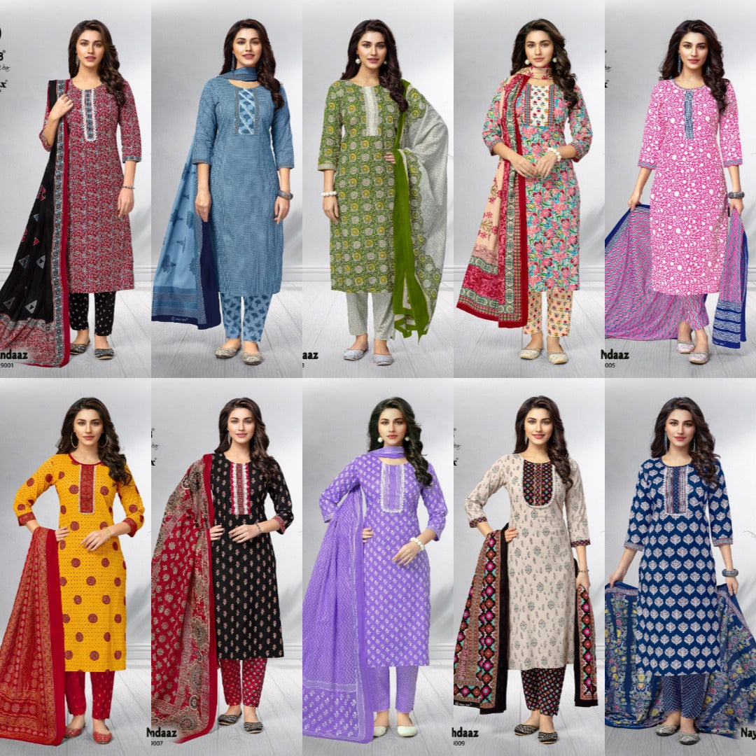 Naya Andaaz Vol 9 Deeptex Prints Readymade Cotton Pant Suits Exporter Ahmedabad