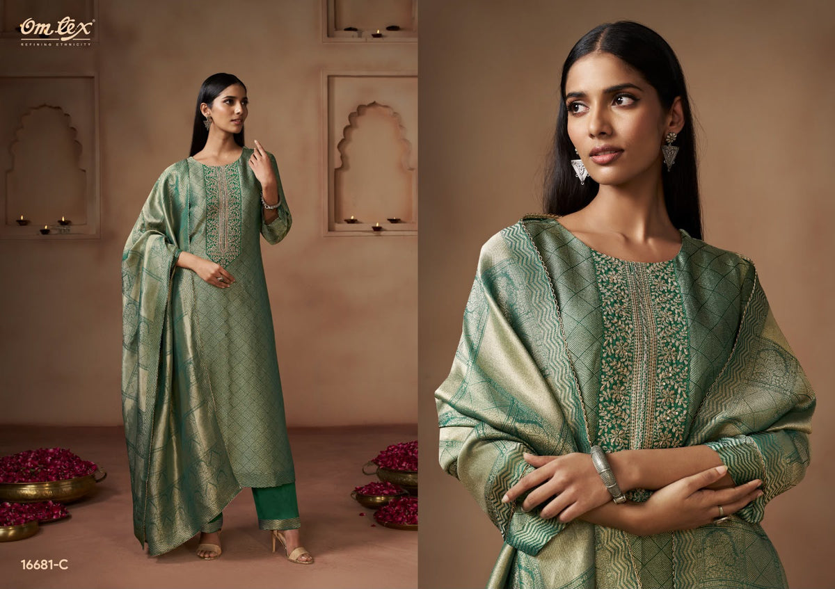 Nayika Omtex Silk Jacquard Pant Style Suits Manufacturer Gujarat