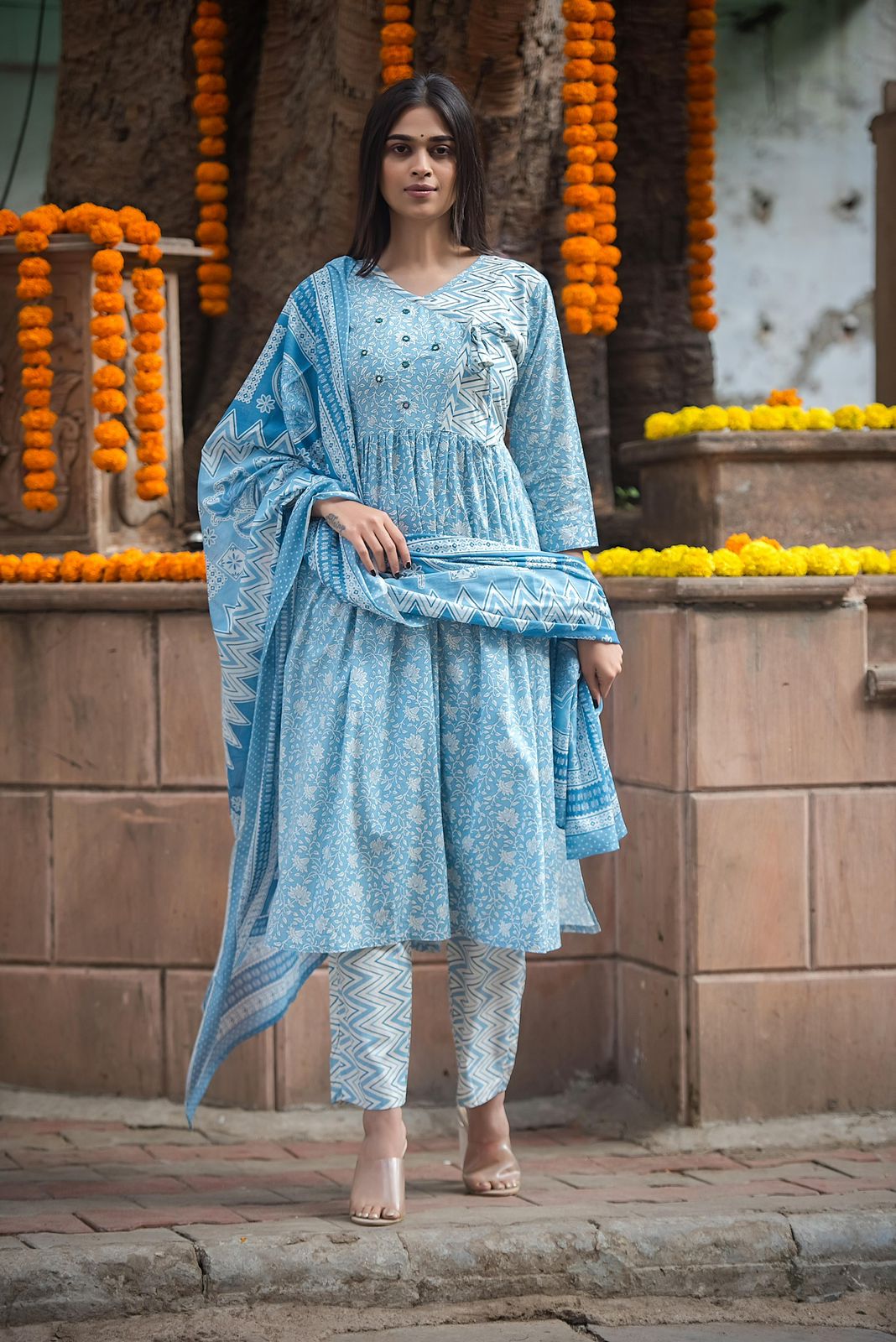 Nayra Cut Amba Pure Cotton Readymade Pant Style Suits Manufacturer India