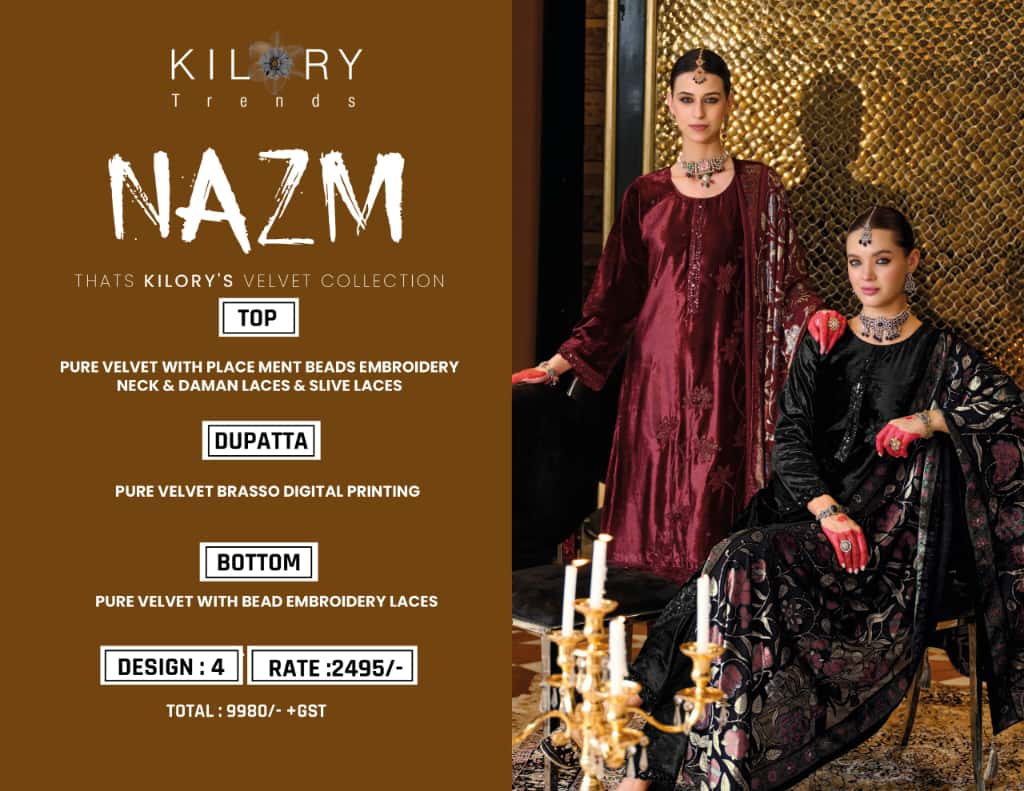 Nazm Kilory Velvet Suits Exporter India