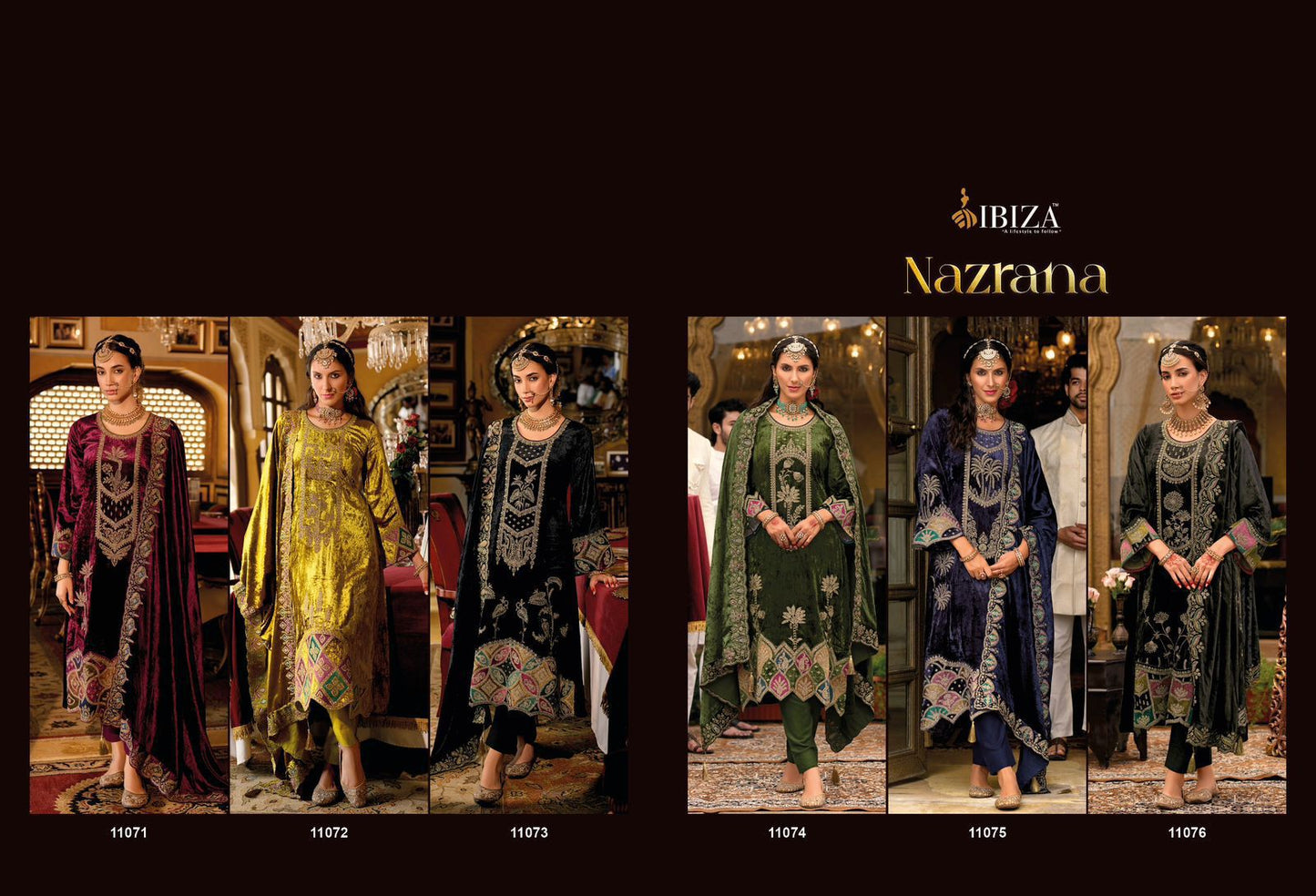 Nazrana Ibiza Viscose Velvet Suits Wholesaler