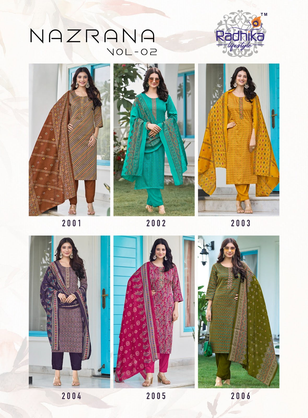 Nazrana Vol 2 Radhika Lifestyle Jam Satin Readymade Pant Style Suits Wholesale Rate