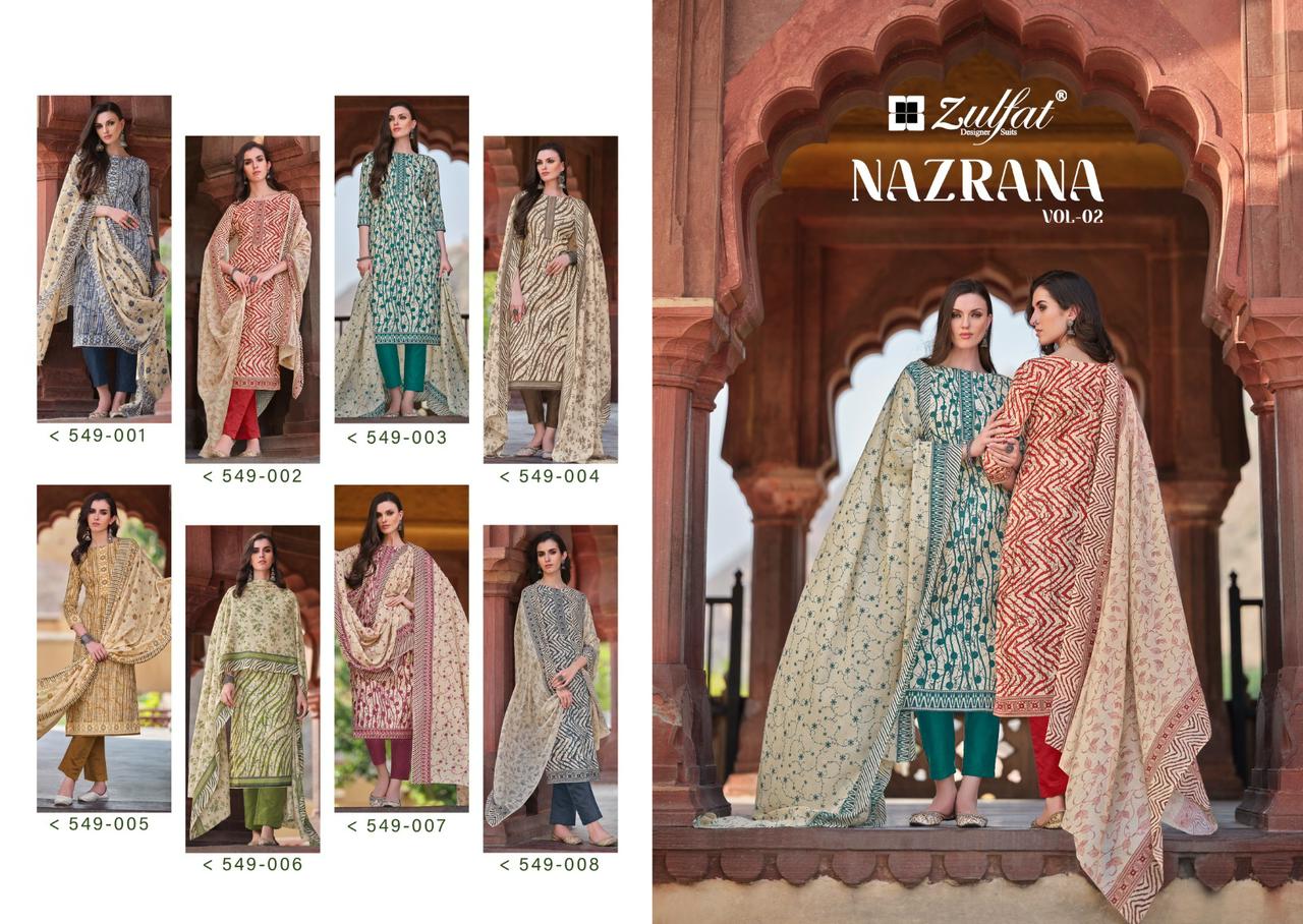 Nazrana Vol 2 Zulfat Designer Pure Cotton Karachi Salwar Suits Wholesaler India