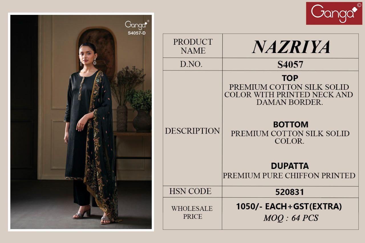 Nazriya 4057 Ganga Premium Cotton Pant Style Suits Exporter India