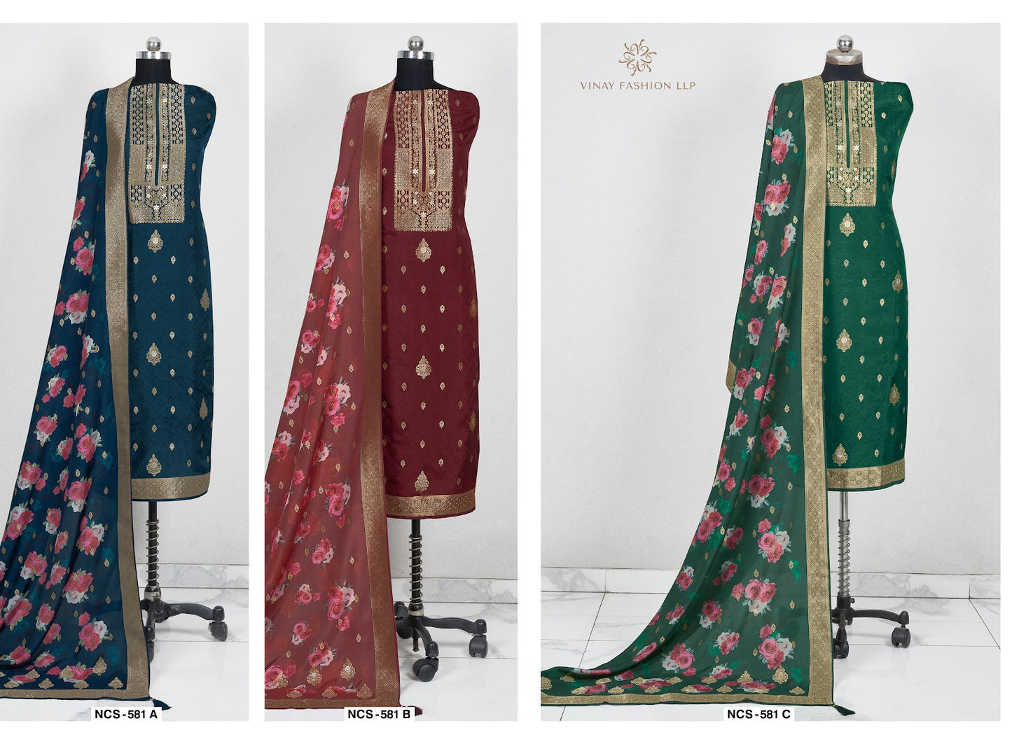 Ncs-581Abc Vinay Fashion Llp Moonga Silk Salwar Suits Wholesaler Ahmedabad