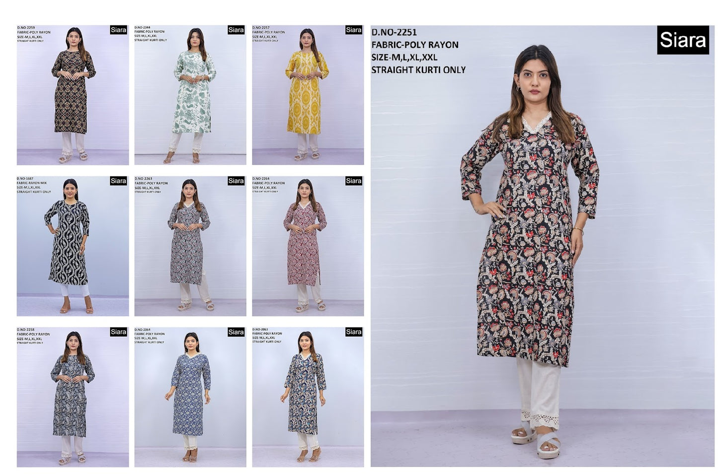 Neck Design 0606 Siara Poli Rayon Straight Cut Kurtis Exporter Gujarat
