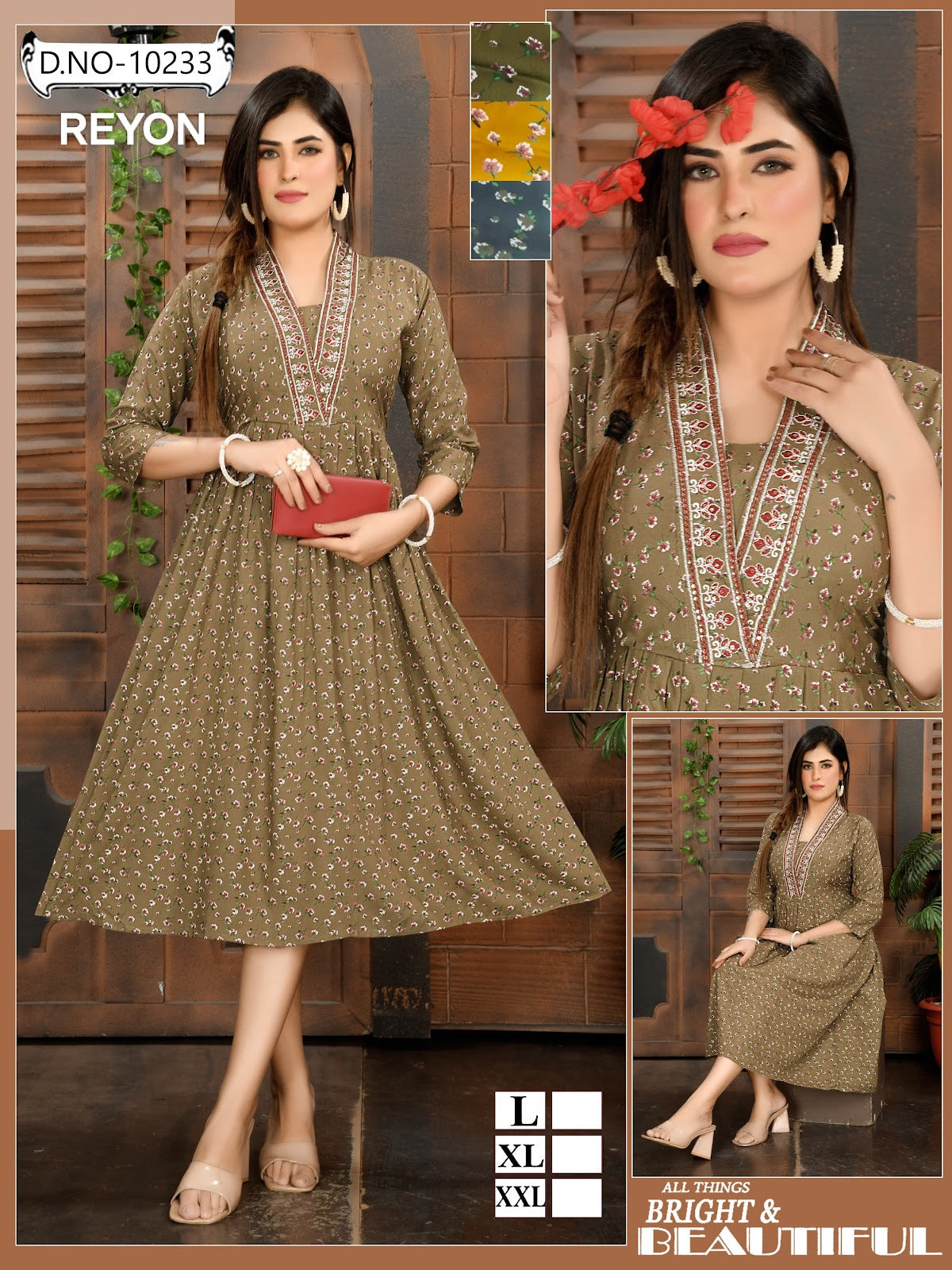 Neck Design Mmc Reyon Anarkali Kurtis Exporter Gujarat