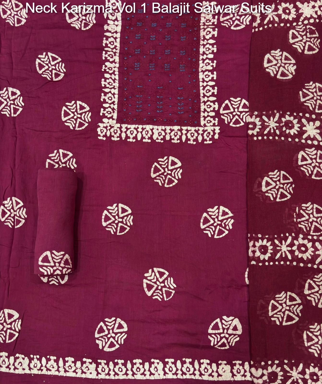 Neck Karizma Vol 1 Balajit Cotton Satin Salwar Suits Manufacturer India