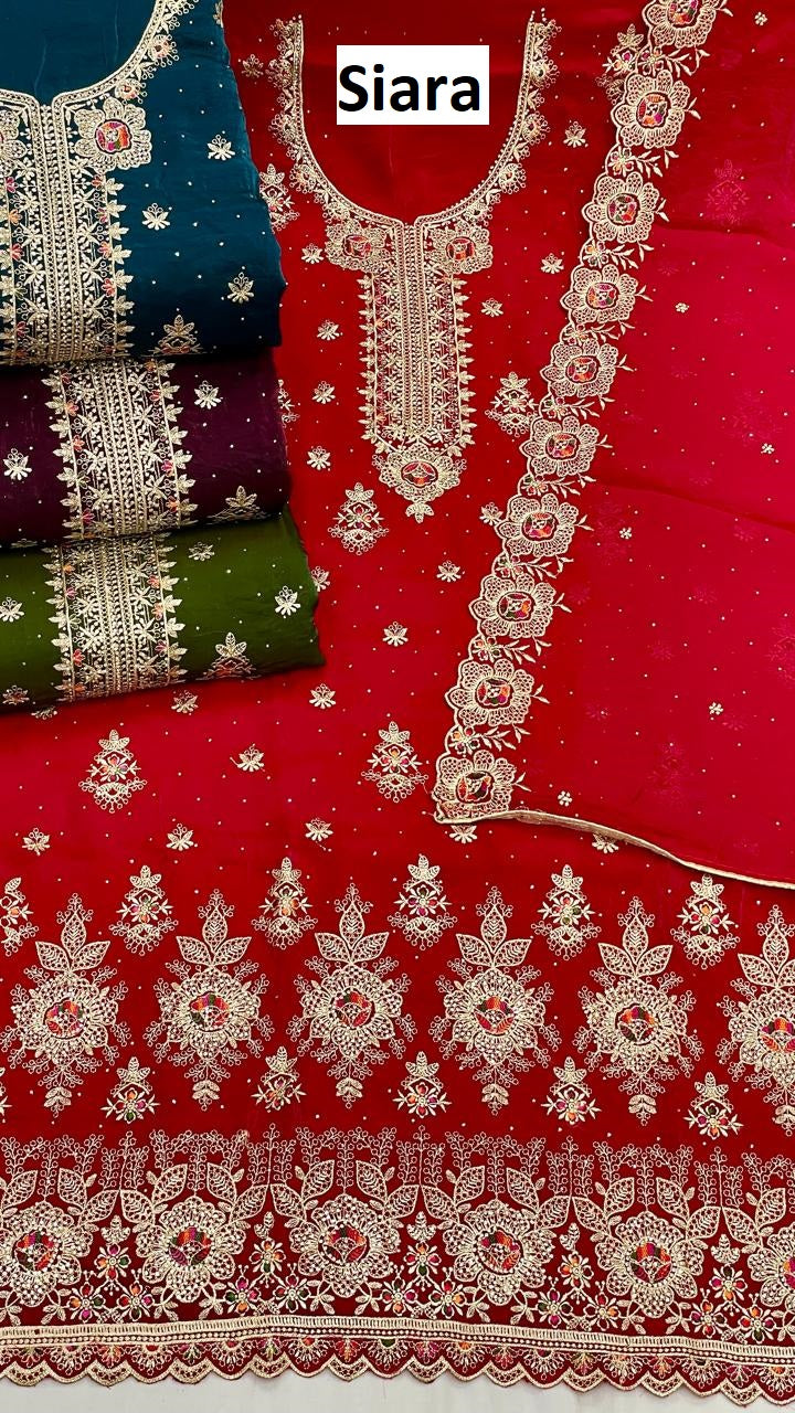 Neck Work 01 Siara Silk Salwar Suits Wholesale