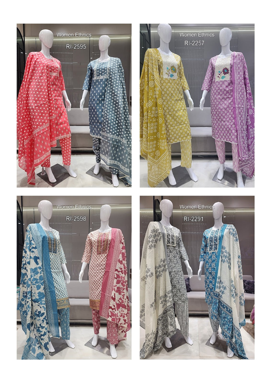 Neck Work 050425 Women Ethnics Readymade Cotton Pant Suits Supplier