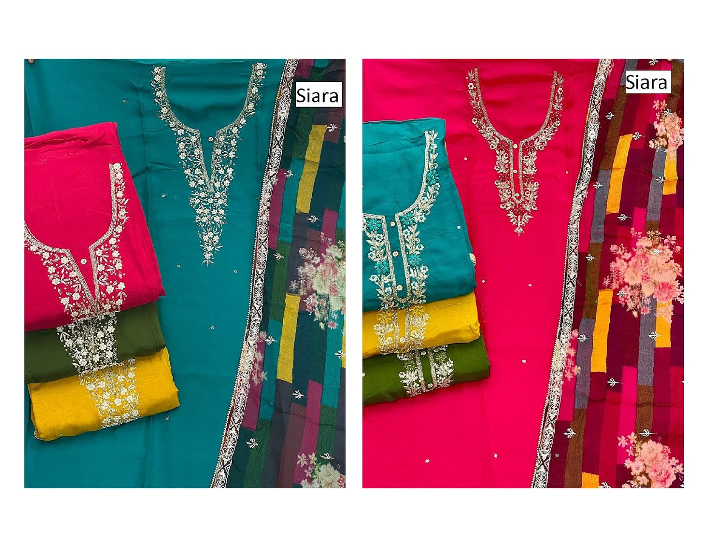 Neck Work 19 Siara Viscose Organza Salwar Suits Exporter