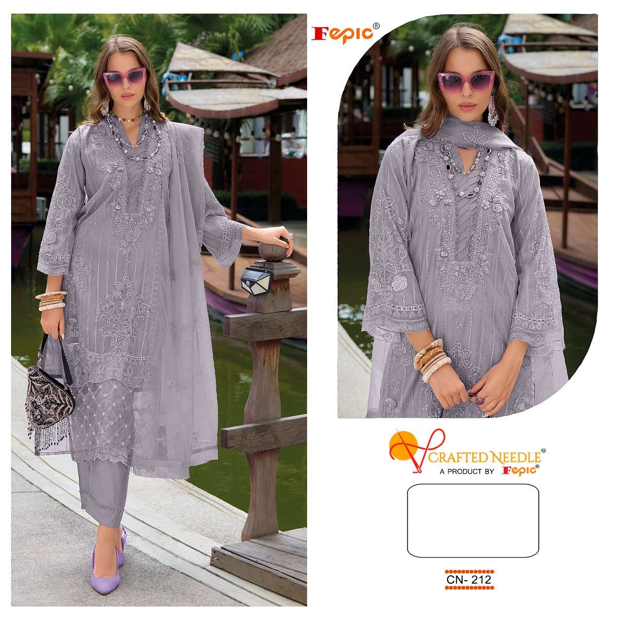 Needle Cn 212 Fepic Organza Pakistani Readymade Suits Wholesale Price