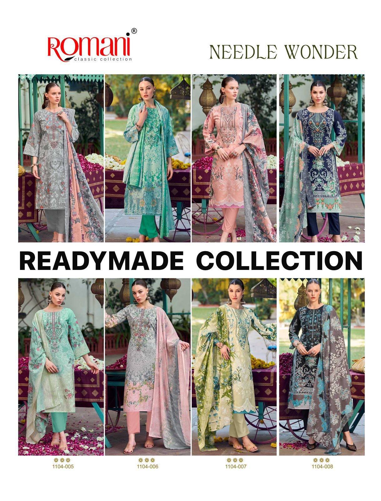 Needle Wonder Romani Cotton Karachi Readymade Suits Supplier