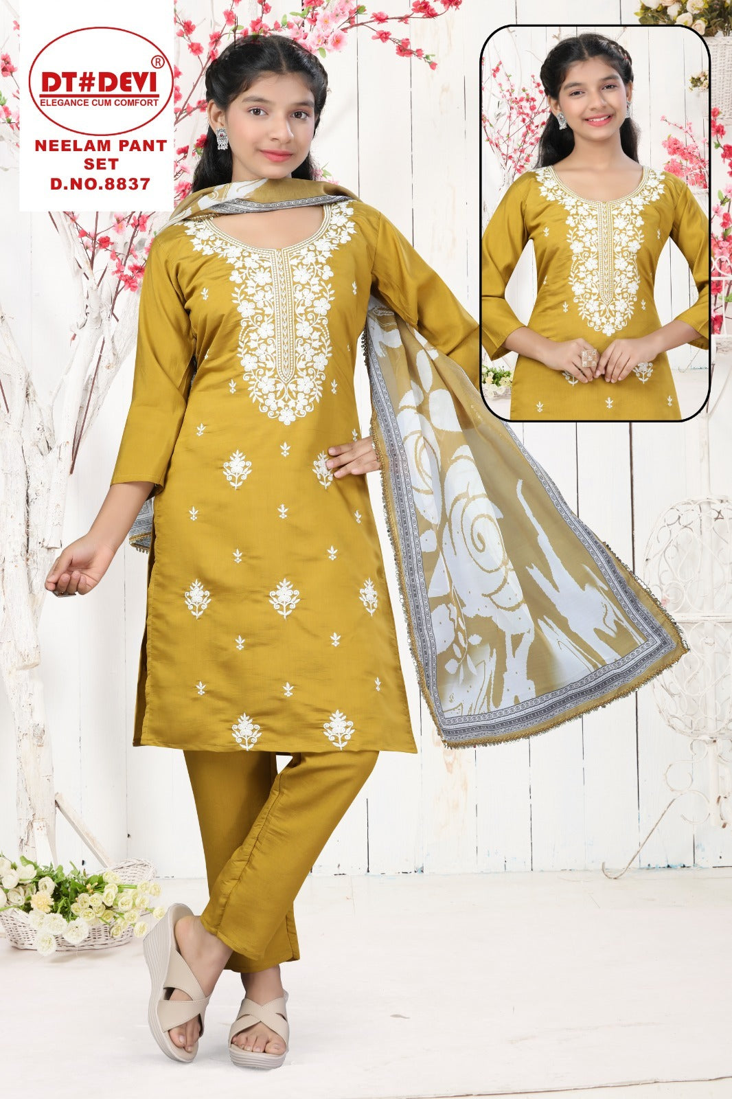 Neelam 8837 Dt Devi Roman Silk Girls Readymade Pant Suits Wholesale Price