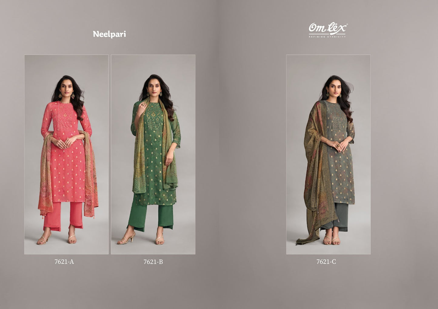 Neelpari Omtex Organza Pant Style Suits Wholesale Price
