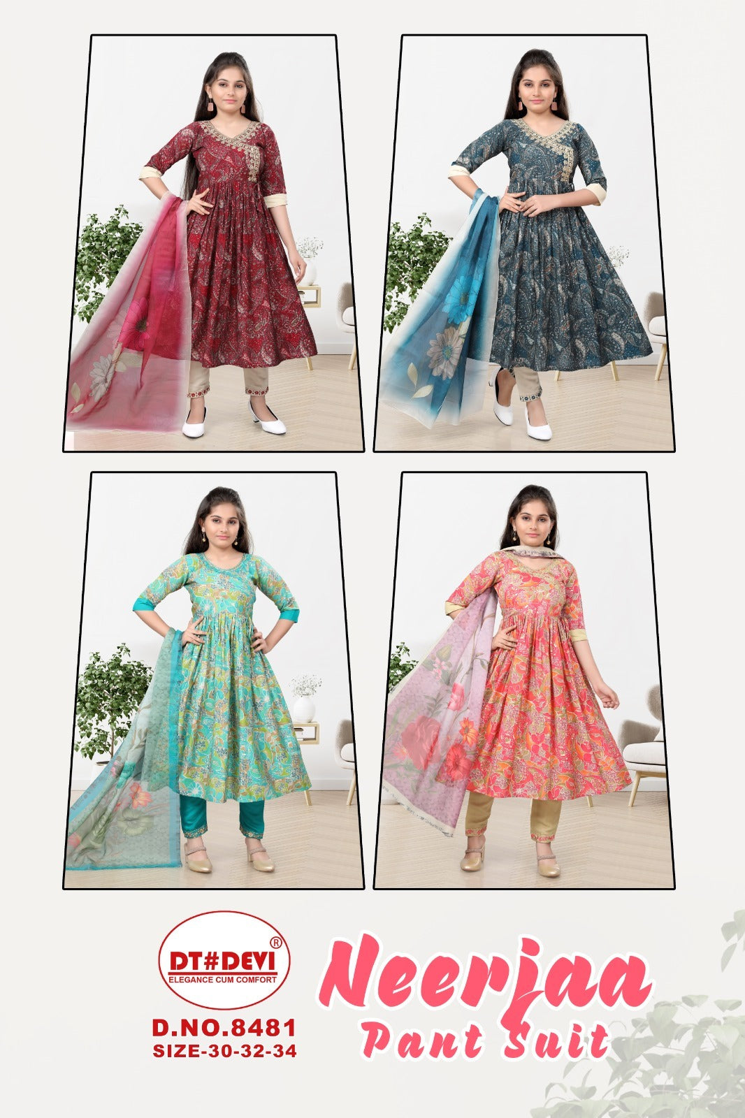Neerjaa 8481 Dt Devi Girls Readymade Pant Suits Wholesaler