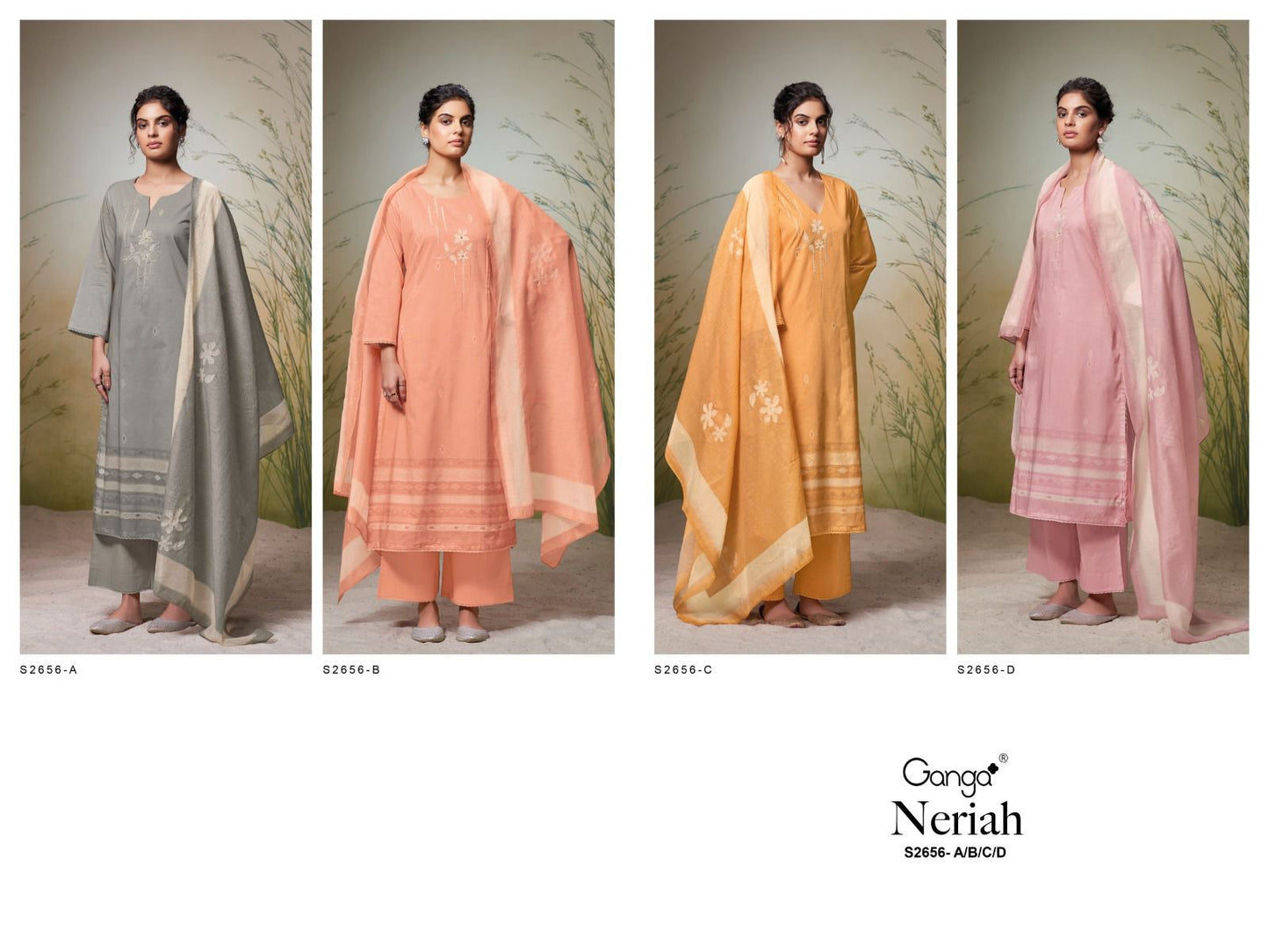Neriah-2656 Ganga Premium Cotton Plazzo Style Suits Exporter India