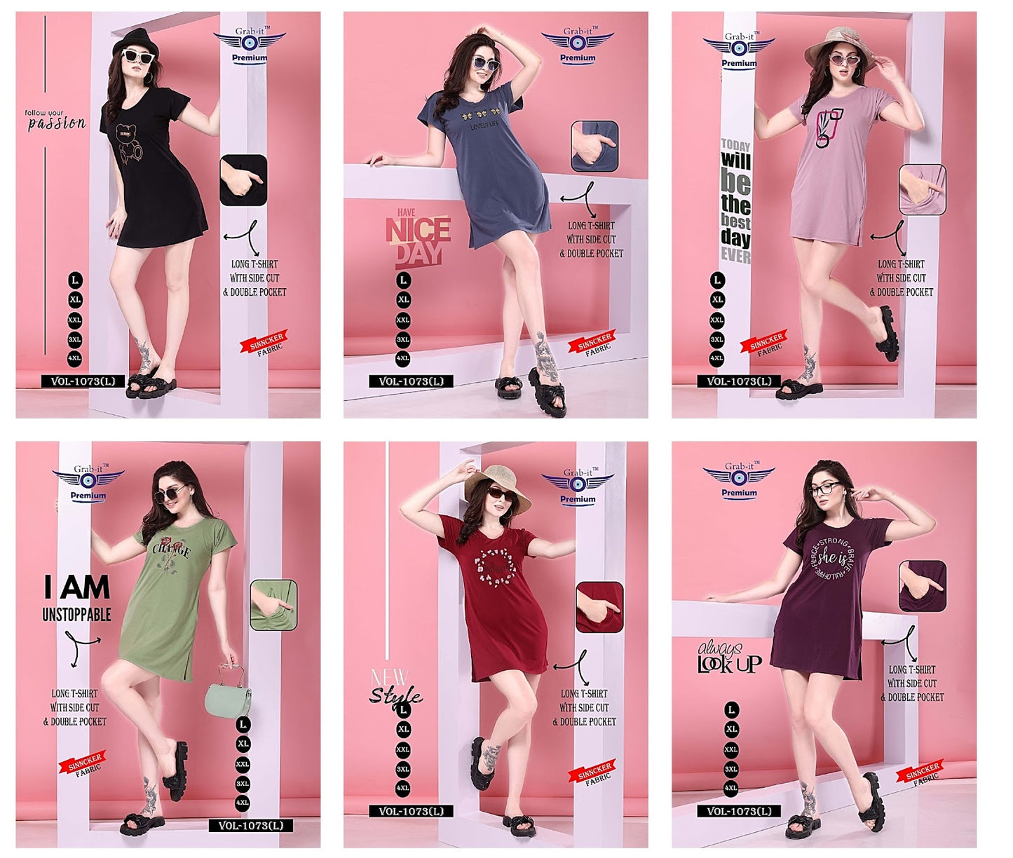 New 1073 L Grab It Sinker Women Long Tshirt Supplier