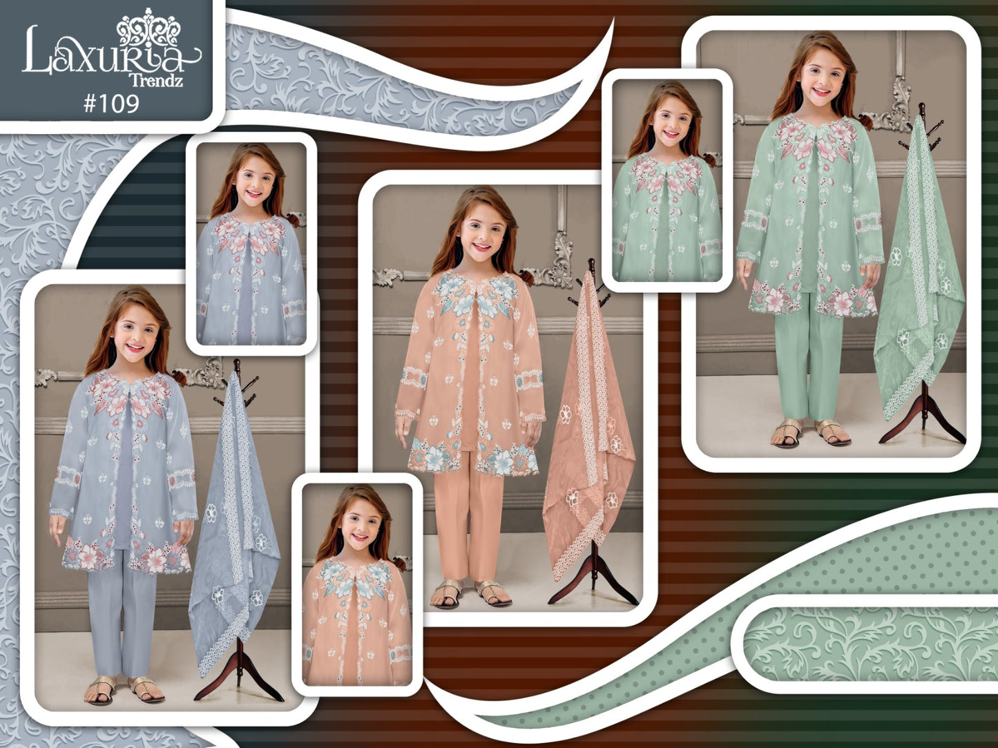 New 109 Laxuria Trendz Fox Georgette Girls Readymade Pant Suits Wholesaler Gujarat