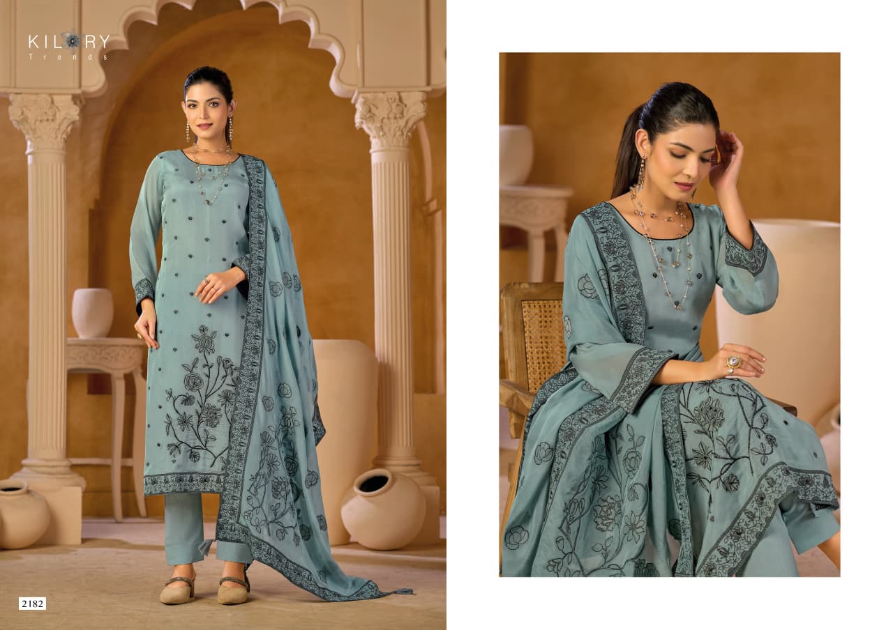 New Aarzoo Kilory Organza Silk Pant Style Suits Supplier Ahmedabad