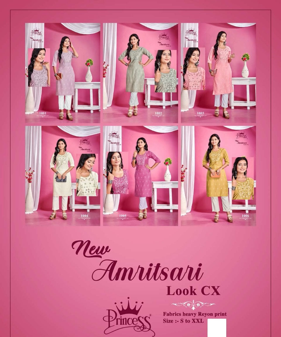New Amritsari Look Cx Princess Creation Heavy Rayon Knee Length Kurtis