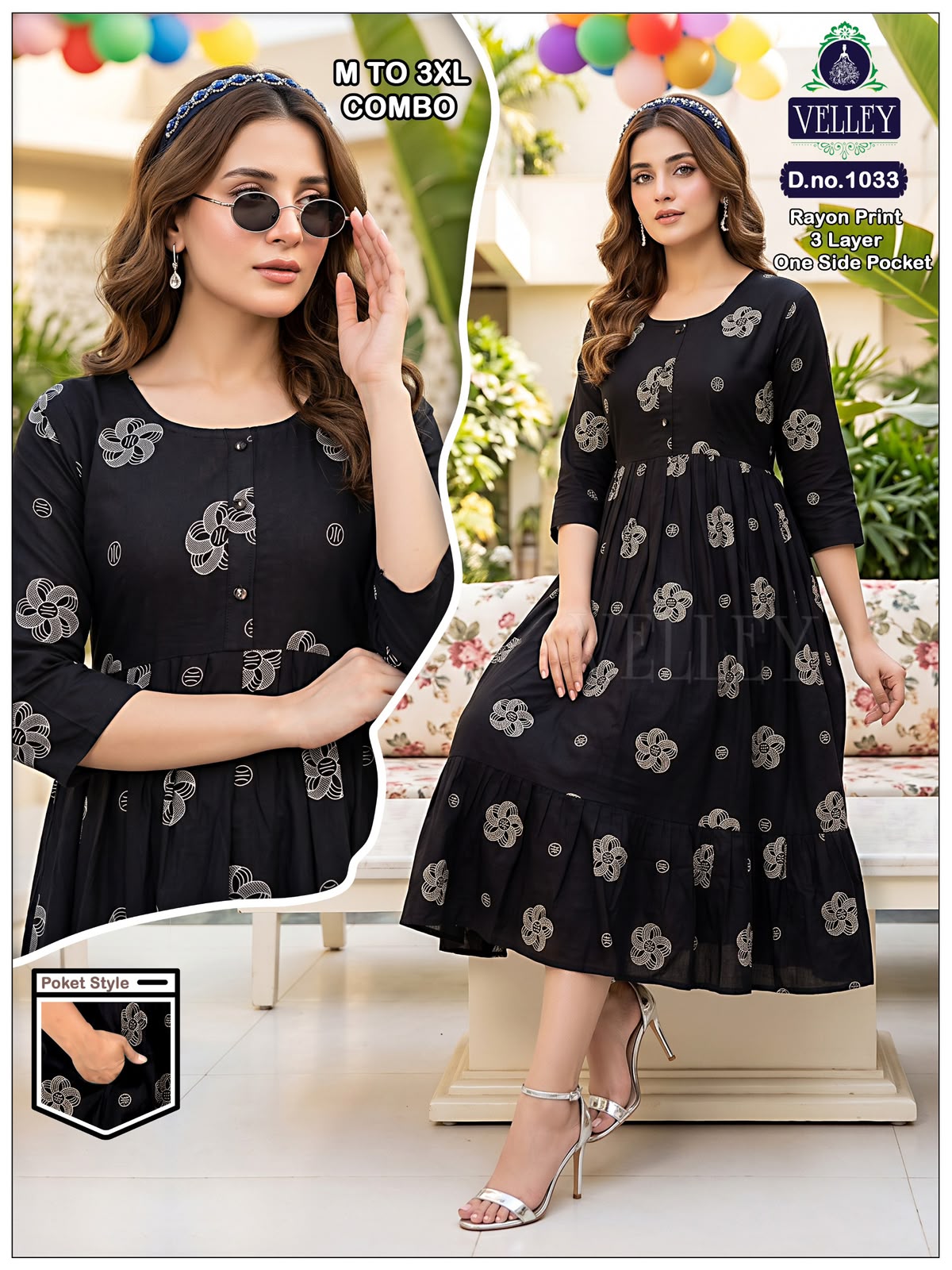 New Colors 3 Layers 2909 Velley Rayon Anarkali Kurtis Supplier