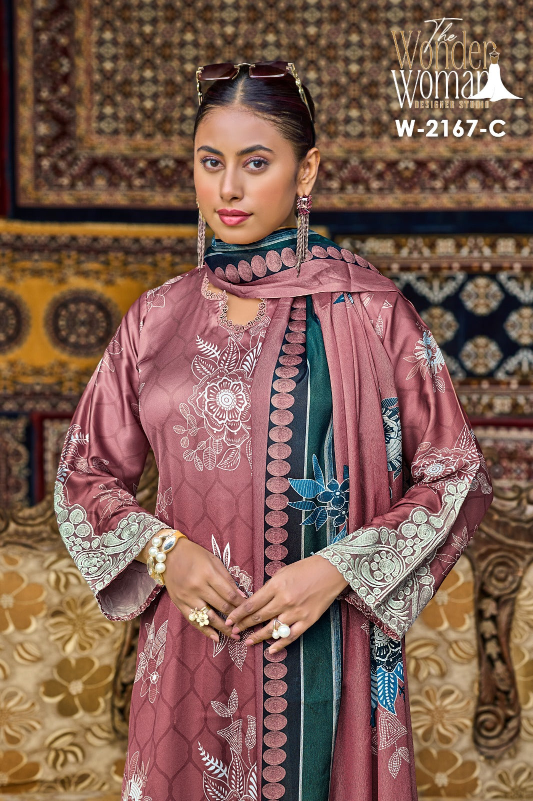 New Colour W-2167 Abc The Wonder Woman Japan Satin Pakistani Readymade Suits Manufacturer