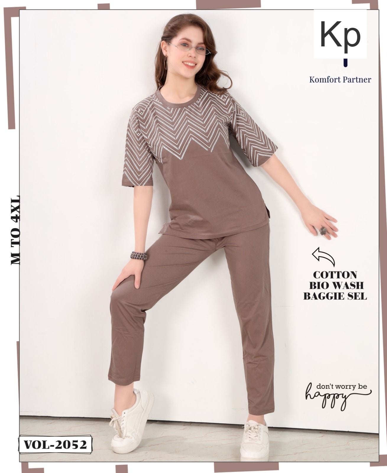 New Colours Vol 2052 Kp Cotton Biowashed Pyjama Night Suits Manufacturer Ahmedabad