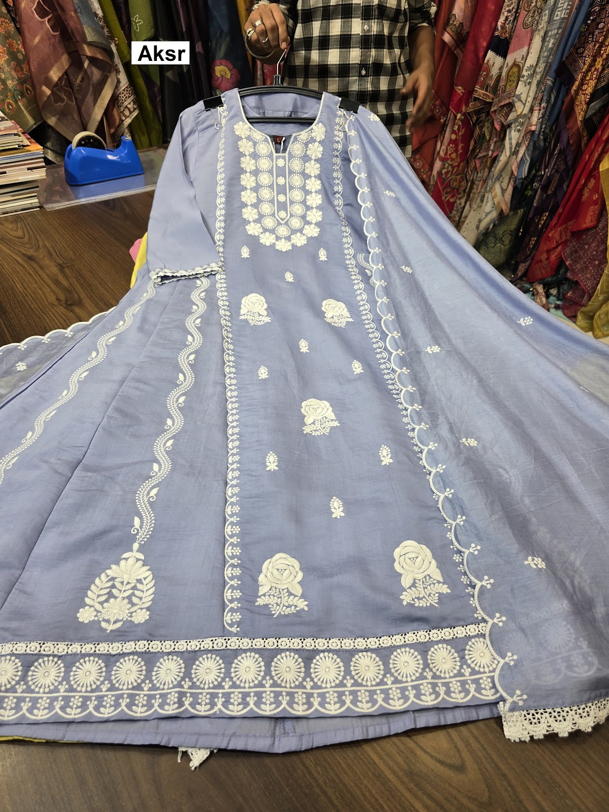 New Flairy 2207 Aksr Roman Silk Readymade Anarkali Suits Wholesale Rate