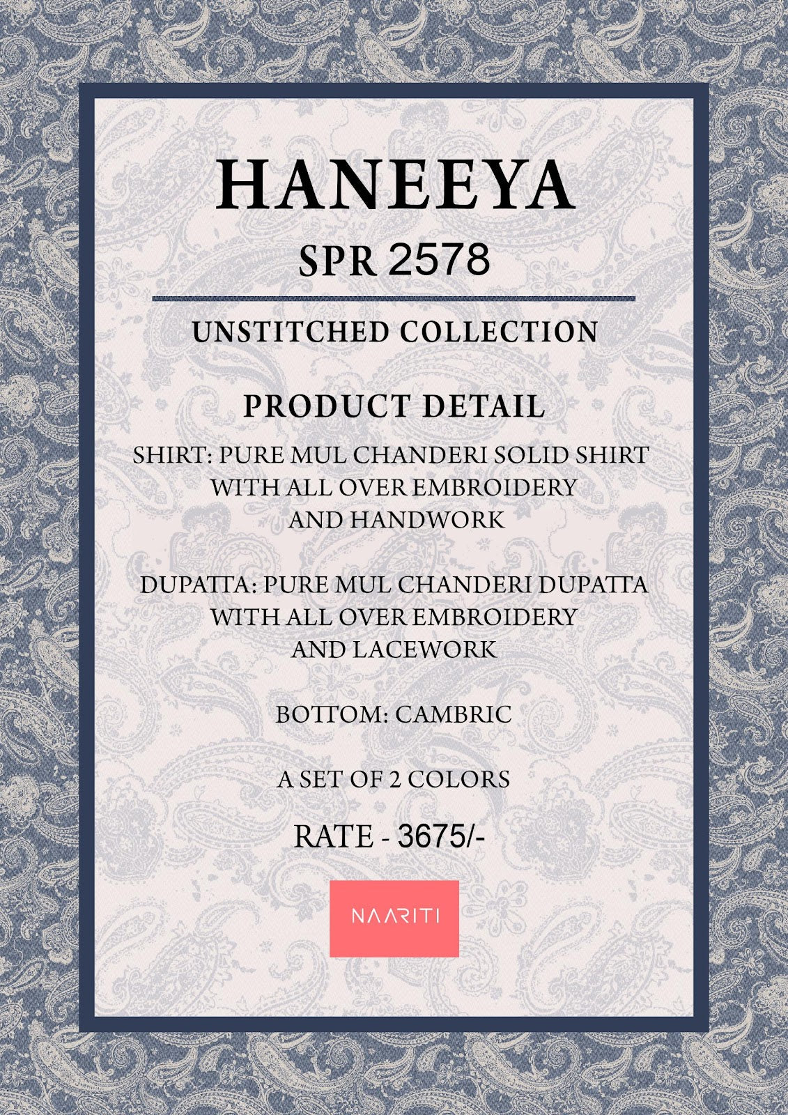 New Haneeya Naariti Mul Chanderi Pant Style Suits Supplier Gujarat