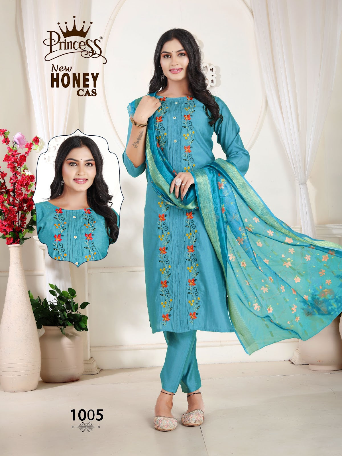 New Honey Princess Creation Roman Silk Readymade Pant Style Suits Wholesale Price