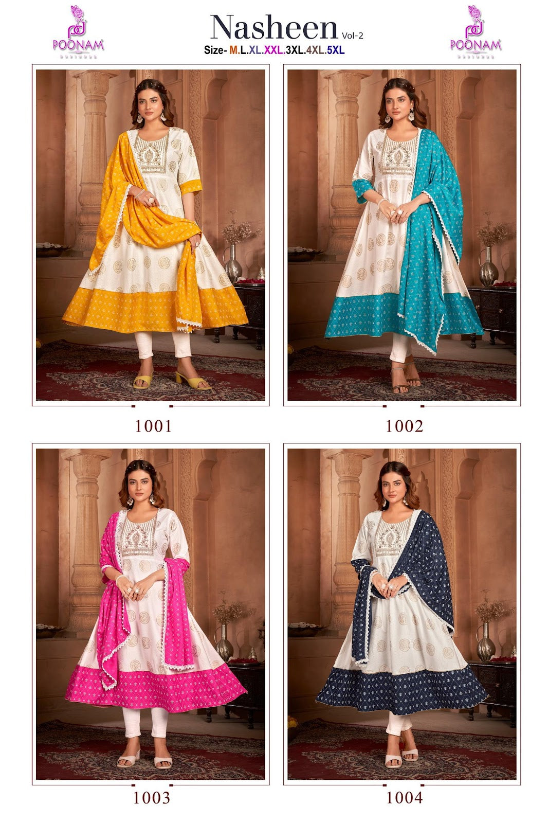 New Nasheen Vol 2 Poonam Designer Rayon Kurti Dupatta Set Exporter India