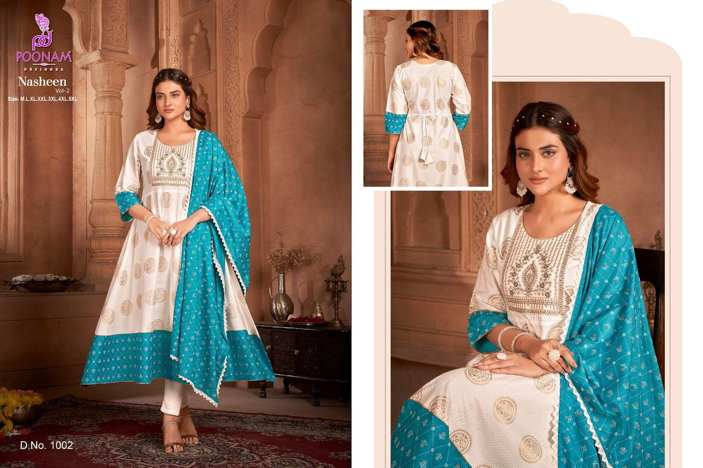 New Nasheen Vol 2 Poonam Designer Rayon Kurti Dupatta Set Exporter India