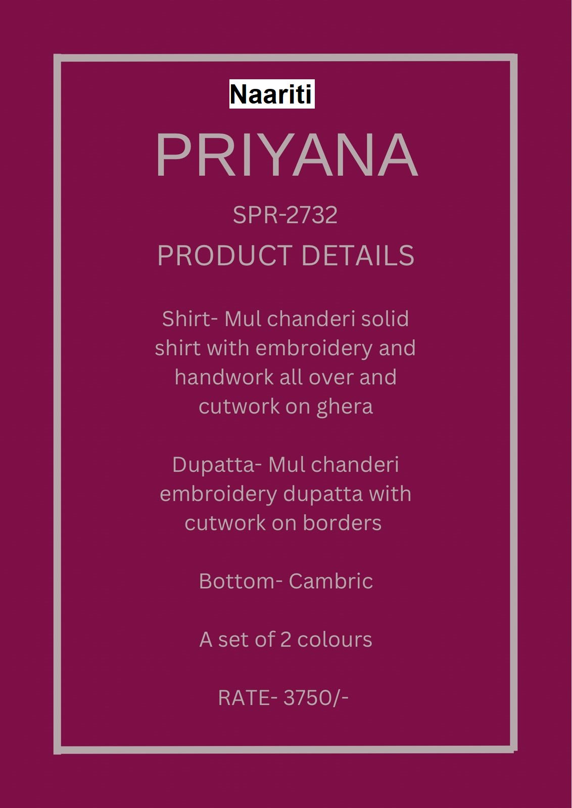 New Priyana Naariti Mul Chanderi Pant Style Suits Exporter India
