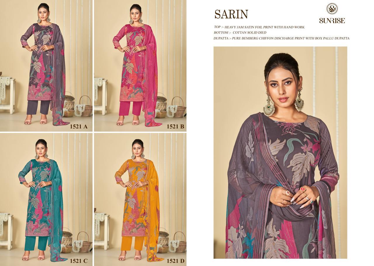 New Sarin Sunrise Jam Satin Pant Style Suits Exporter Gujarat