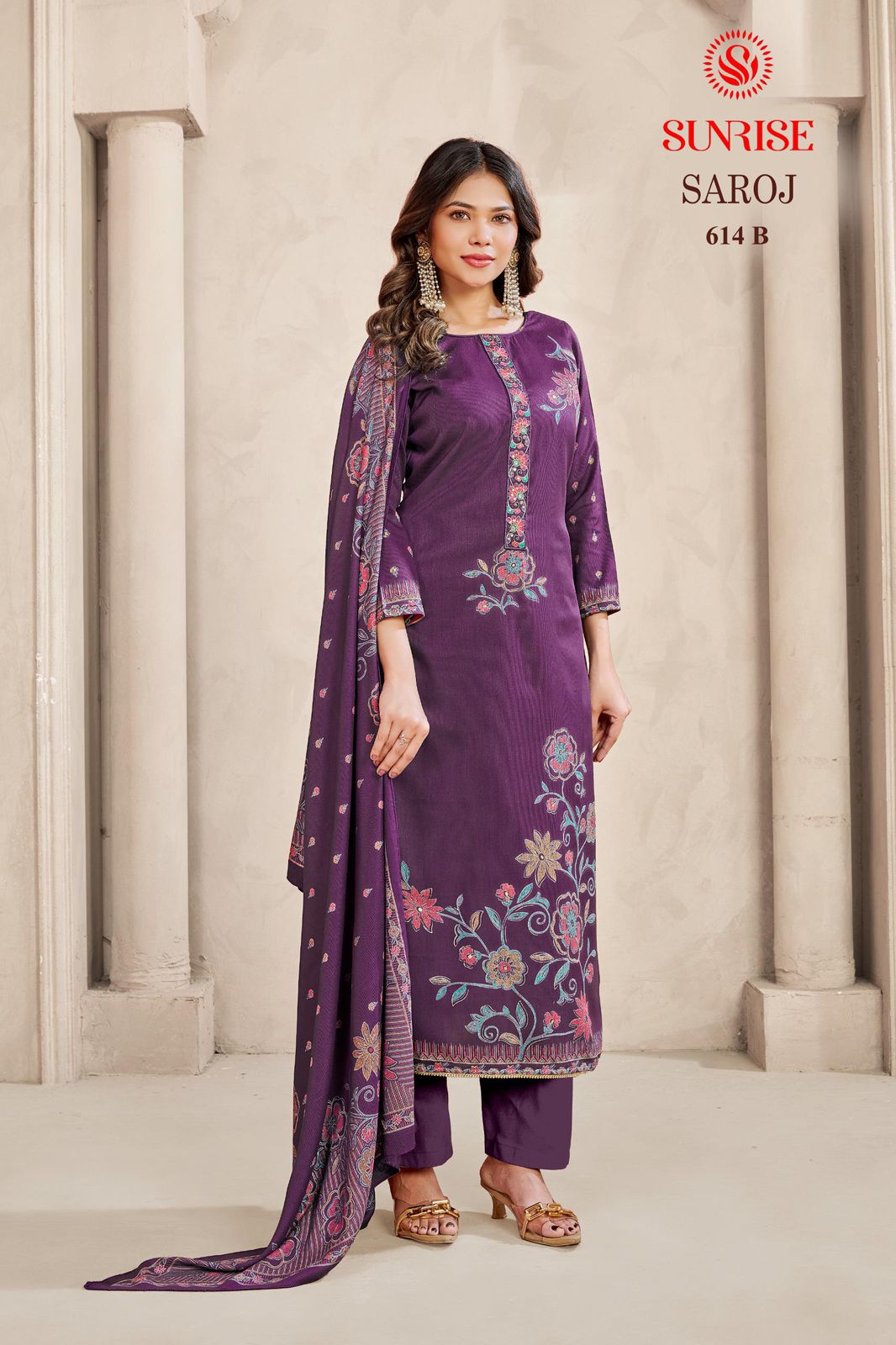 New Saroz Sunrise Heavy Viscose Pashmina Suits Supplier Gujarat