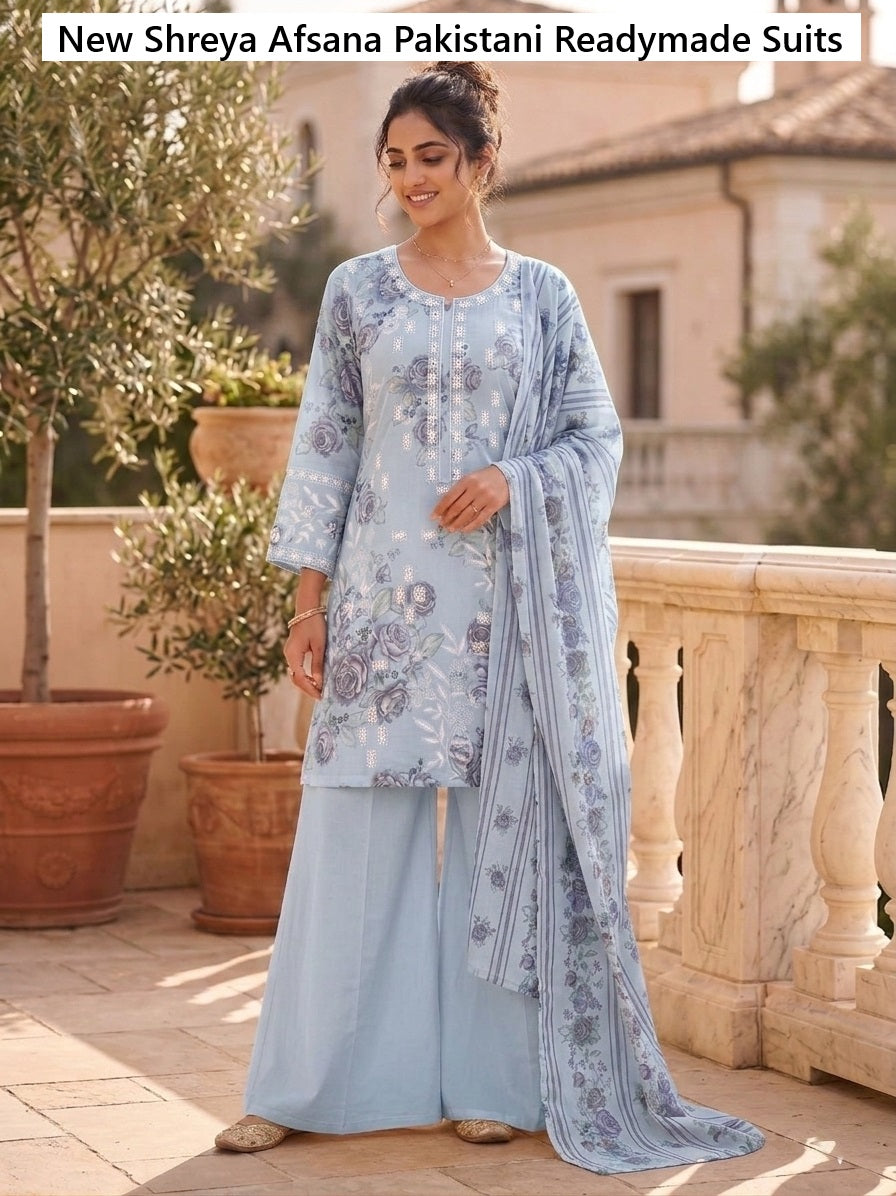 New Shreya Afsana Lawn Pakistani Readymade Suits Supplier Ahmedabad