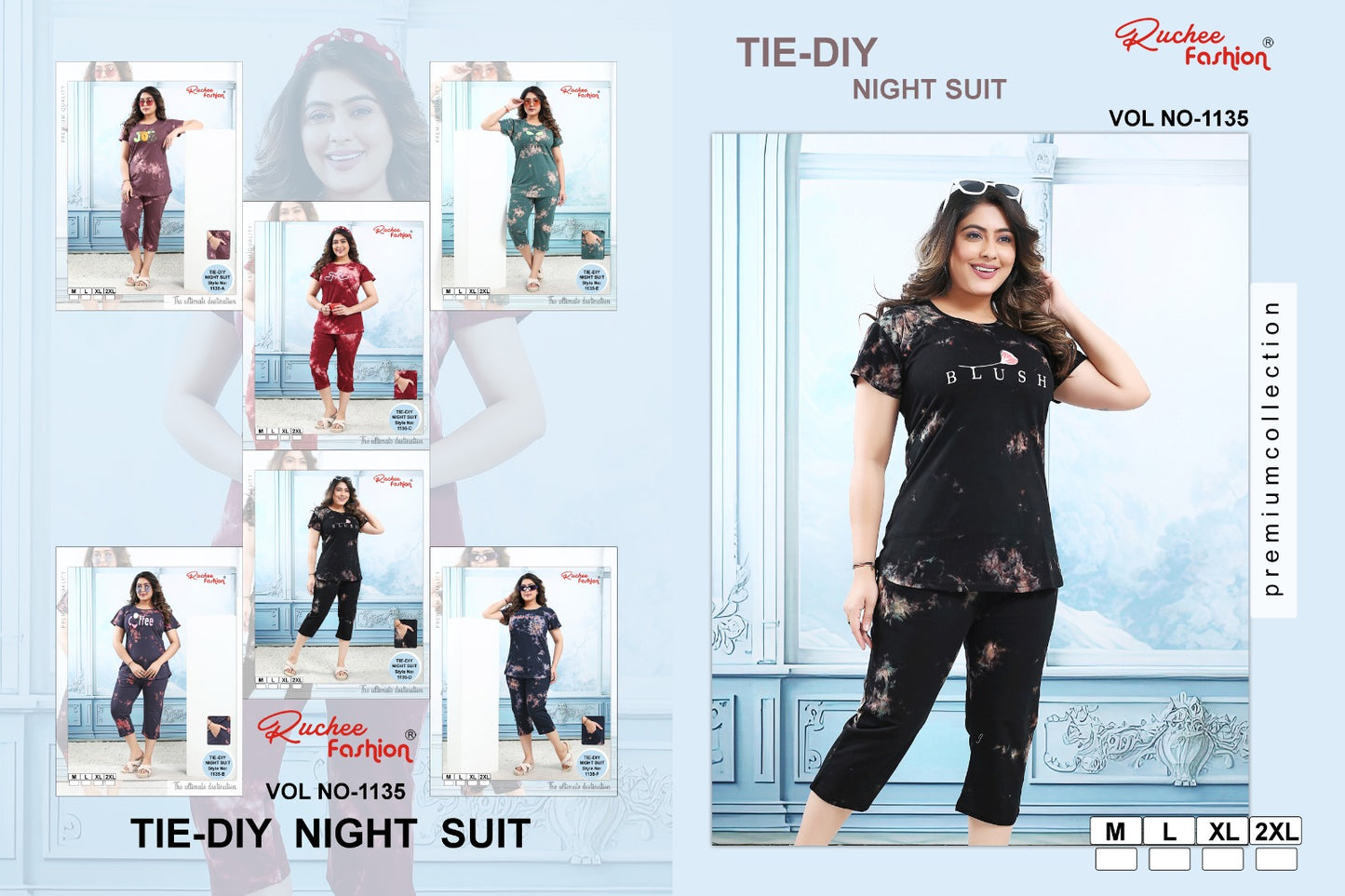 New Vol 1135 Ruchee Fashion Hosiery Capri Night Suits Supplier Ahmedabad