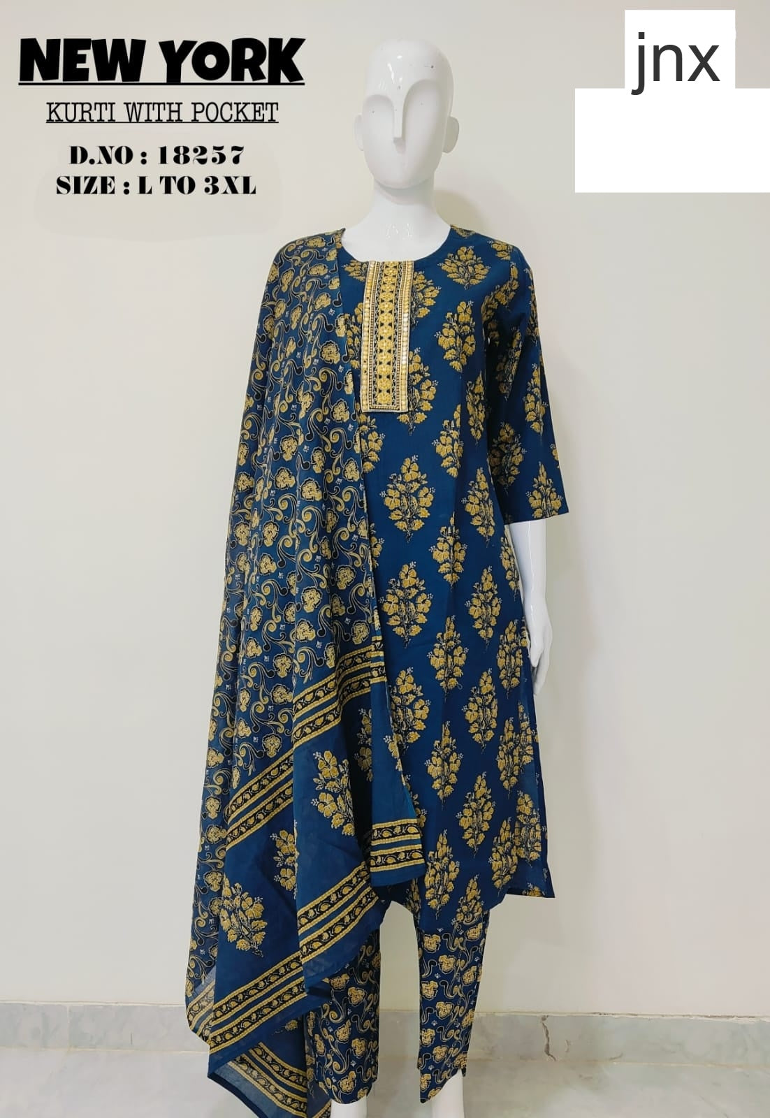 New York Jnx Cotton Readymade Pant Style Suits Exporter Gujarat