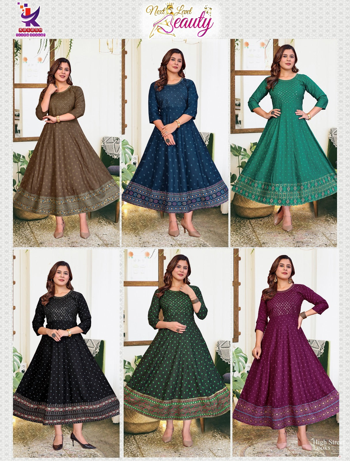 Next Level Beauty Mlm Kalash Lifestyle Rayon 14Kg Anarkali Kurtis Exporter India