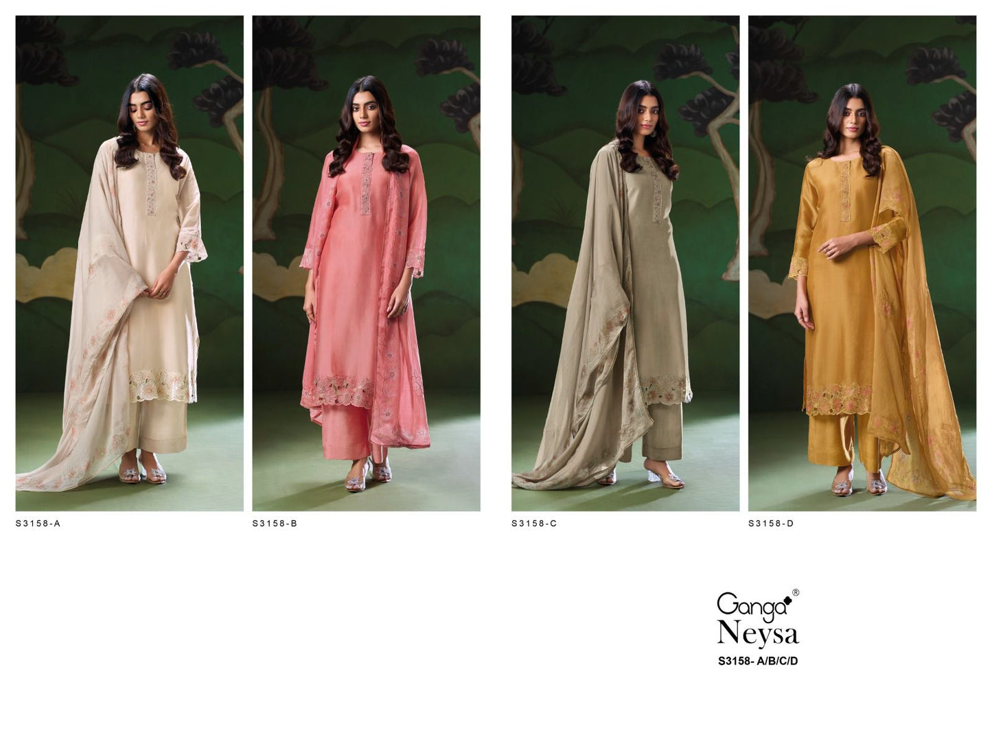 Neysa S3158 Ganga Bembarg Silk Plazzo Style Suits Exporter India
