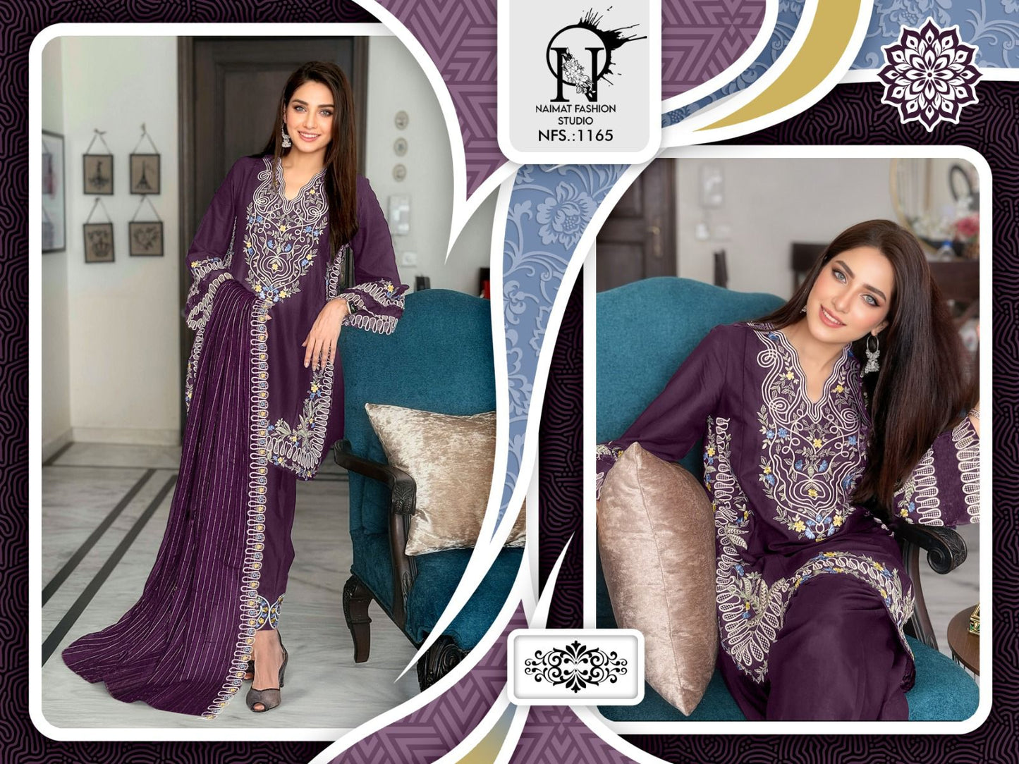 Nfs-1165 Naimat Fashion Studio Pakistani Readymade Suits Wholesale Price