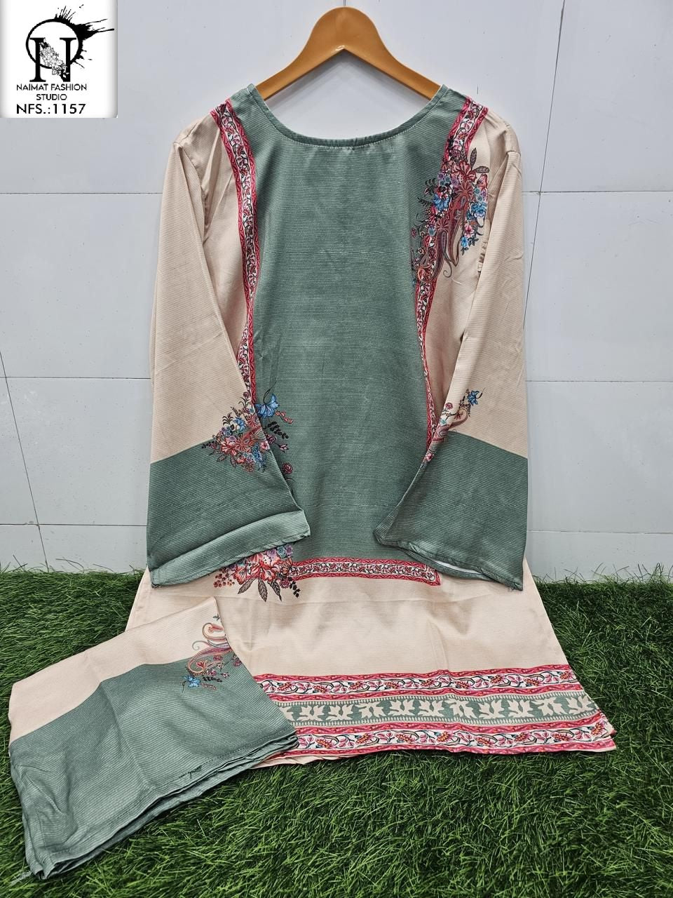 Nfs 1157 Karachi Naimat Fashion Studio Satin Kurti Pant Set Wholesaler India