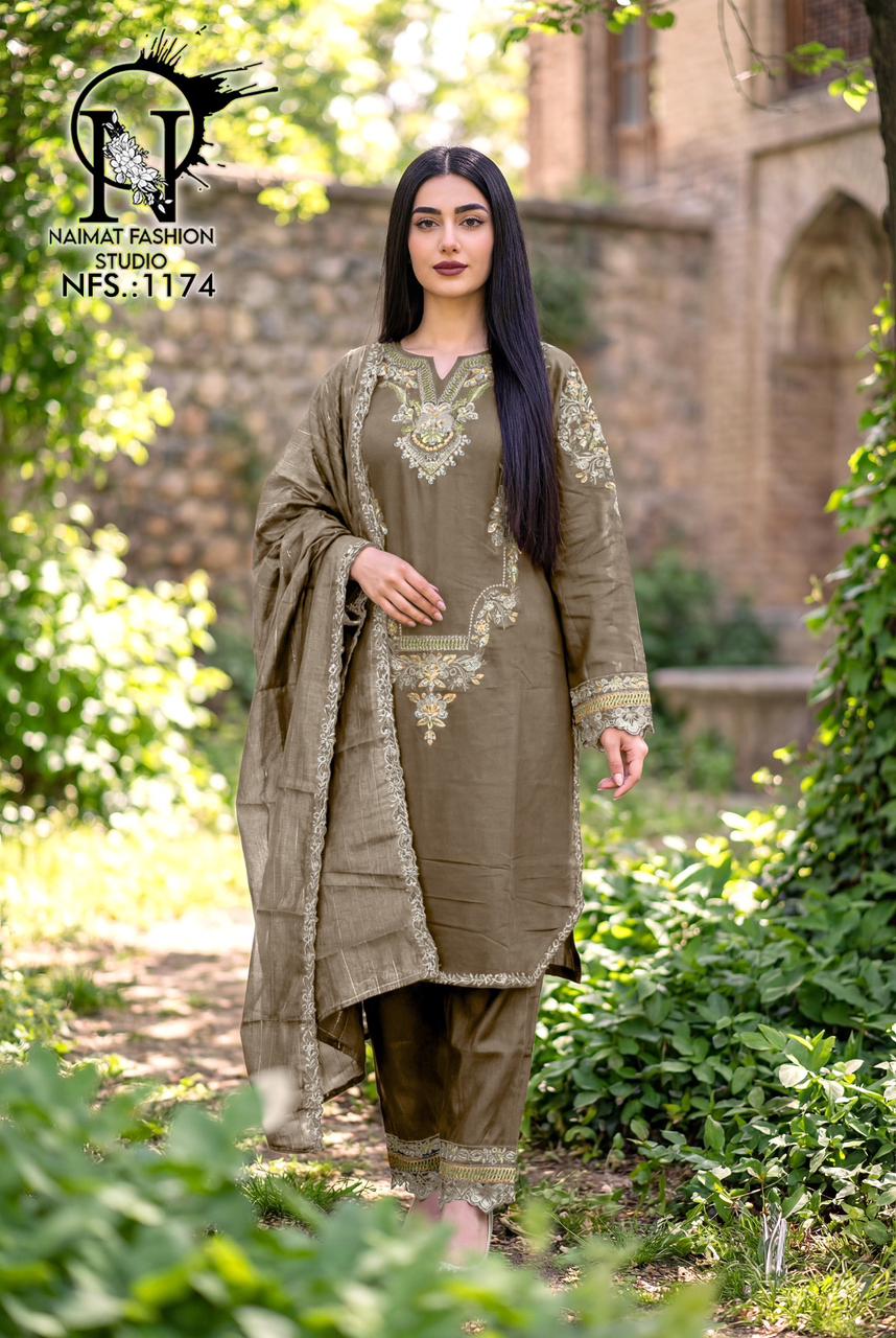 Nfs 1174 Naimat Fashion Studio Roman Silk Pakistani Readymade Suits Manufacturer Ahmedabad
