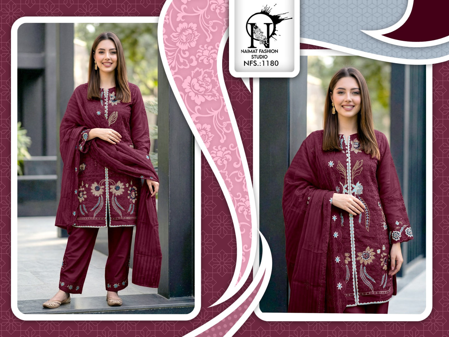 Nfs 1180 New Colors Naimat Fashion Studio Pakistani Readymade Suits Manufacturer Gujarat
