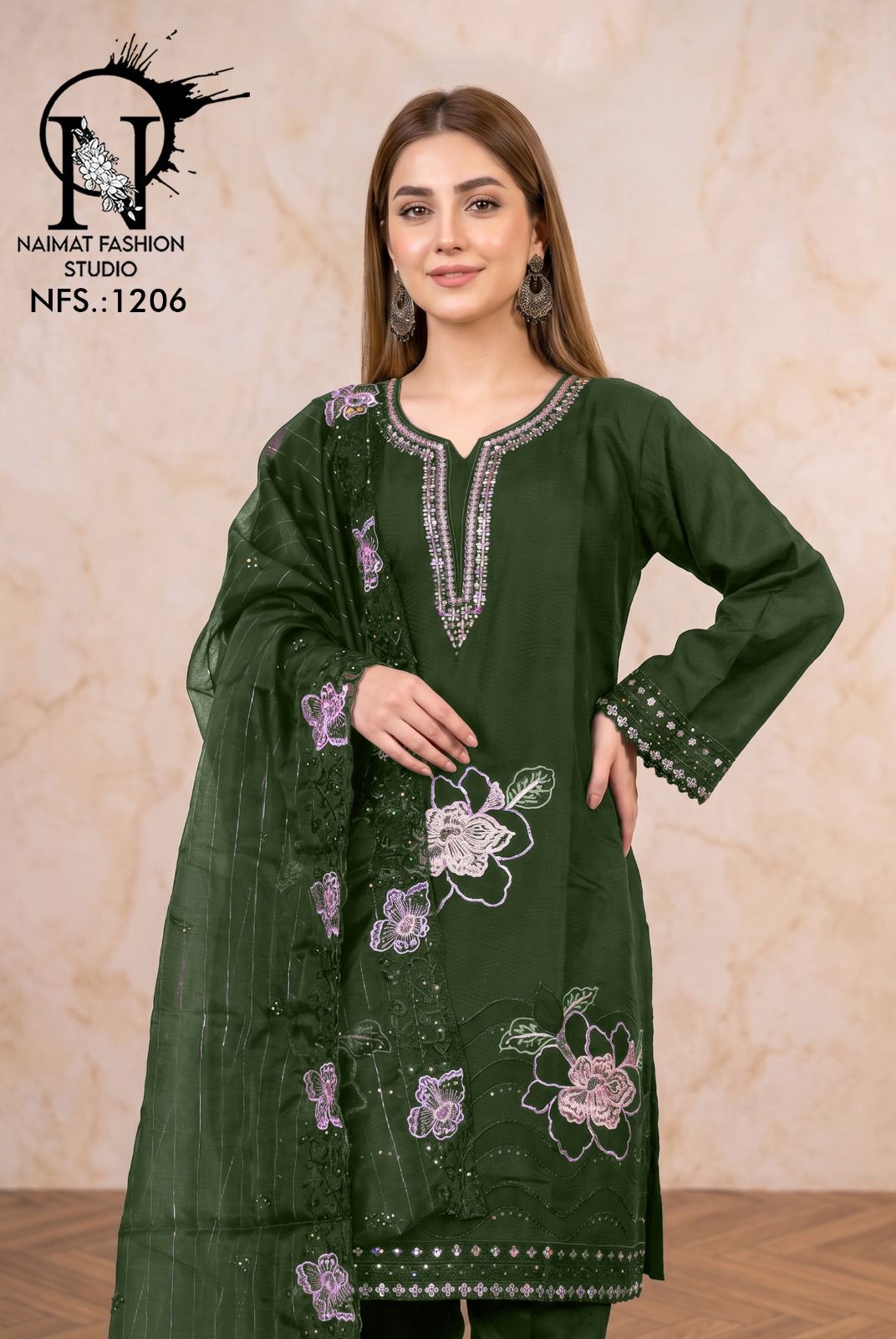 Nfs 1206 Naimat Fashion Studio Cotton Pakistani Readymade Suits Wholesale