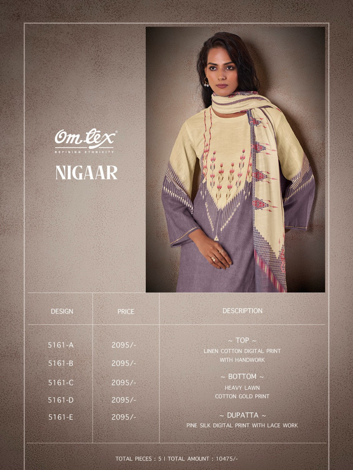 Nigaar Omtex Cotton Linen Pant Style Suits