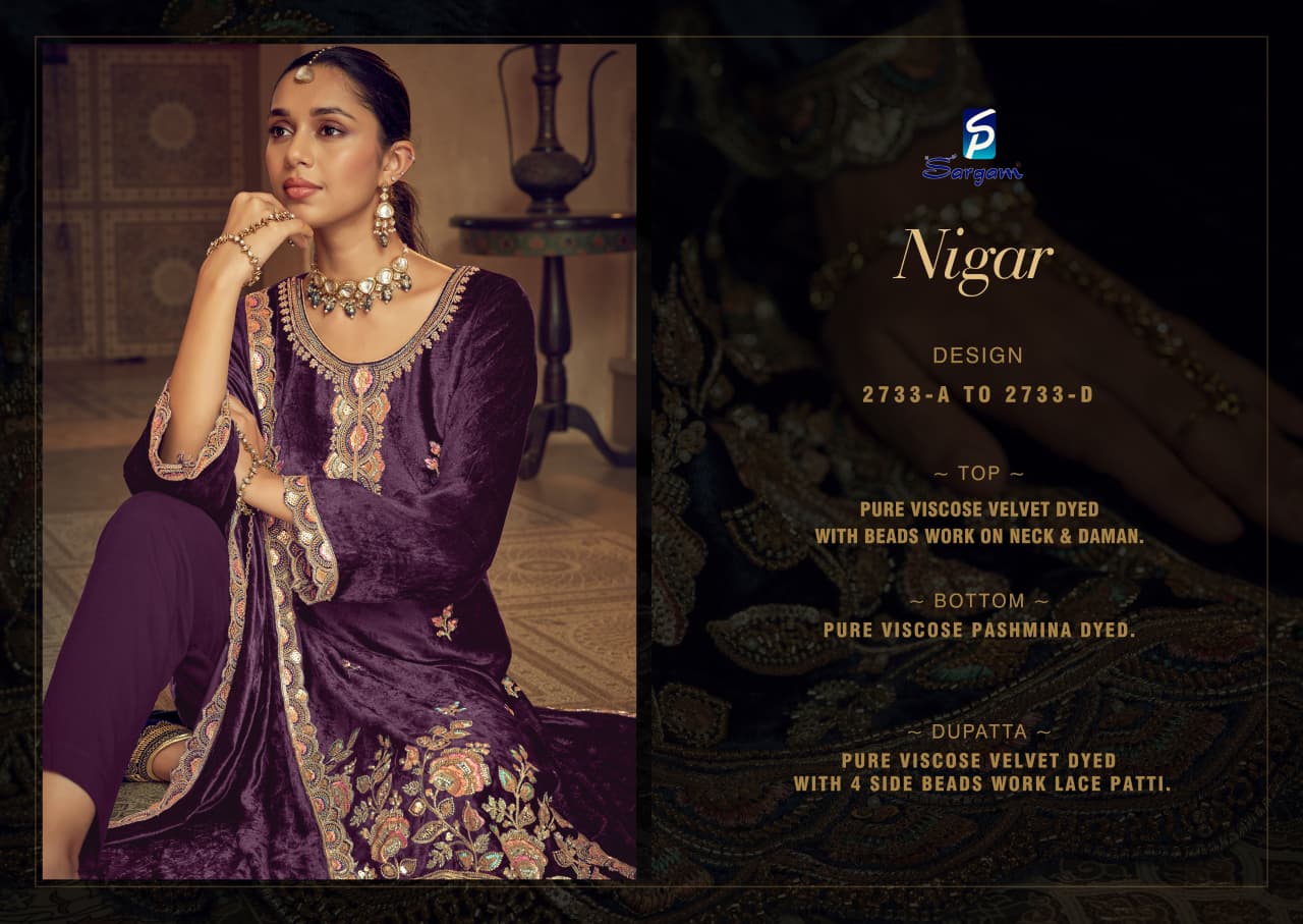 Nigar Sargam Prints Velvet Suits Supplier India
