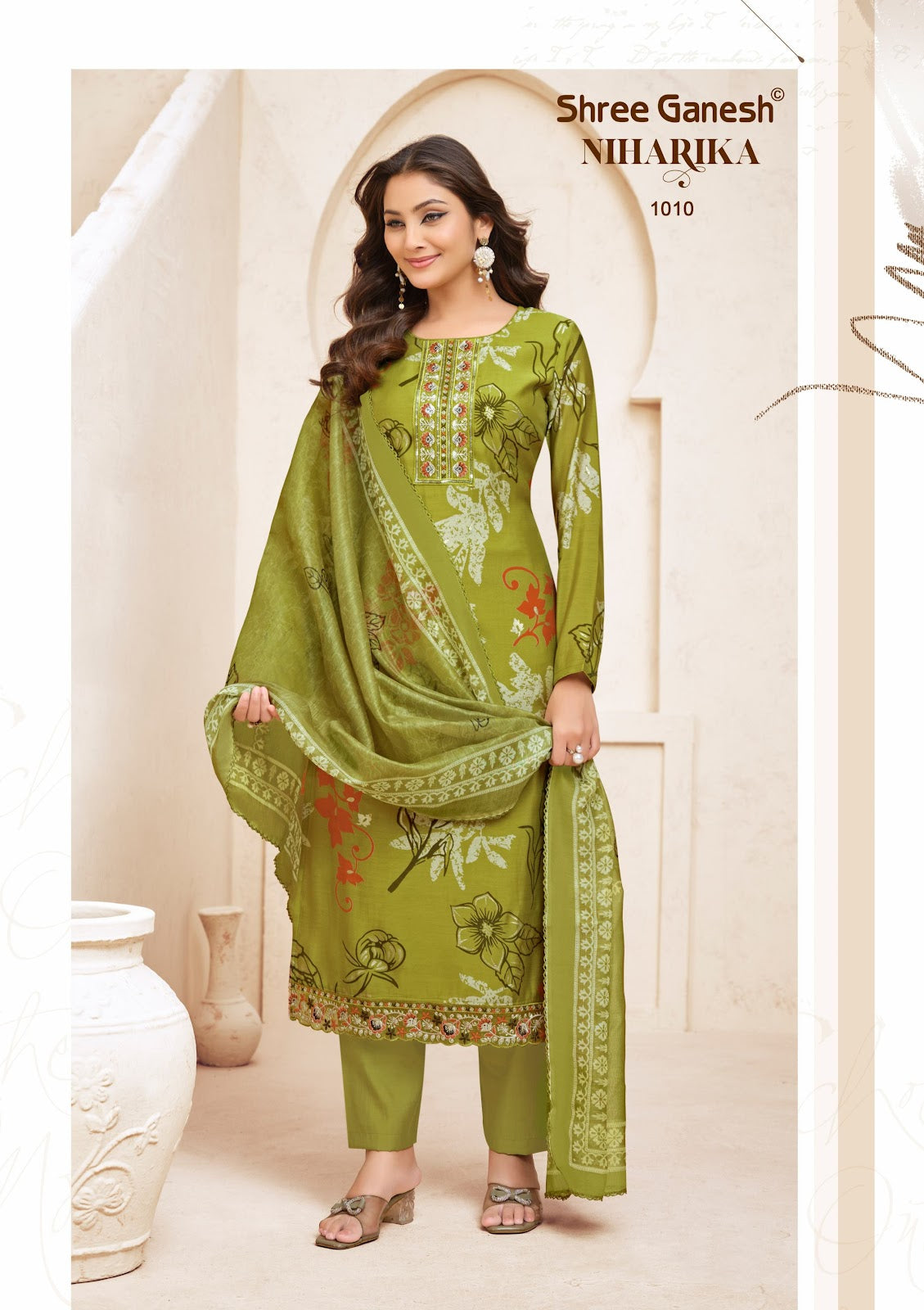 Niharika Vol 1 Shree Ganesh Chanderi Readymade Pant Style Suits Exporter Ahmedabad